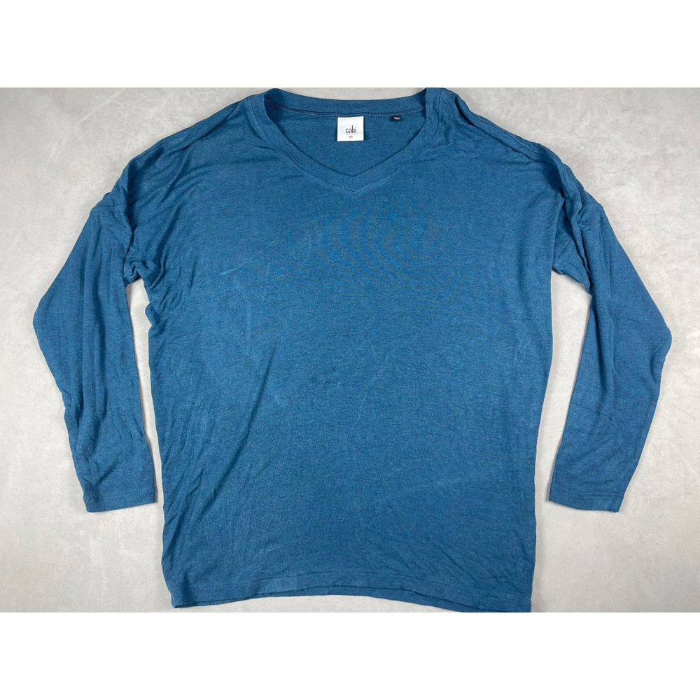 Cabi Teal Blue V-Neck Long Sleeve Relaxed Fit Knit Top Style 3634 XS